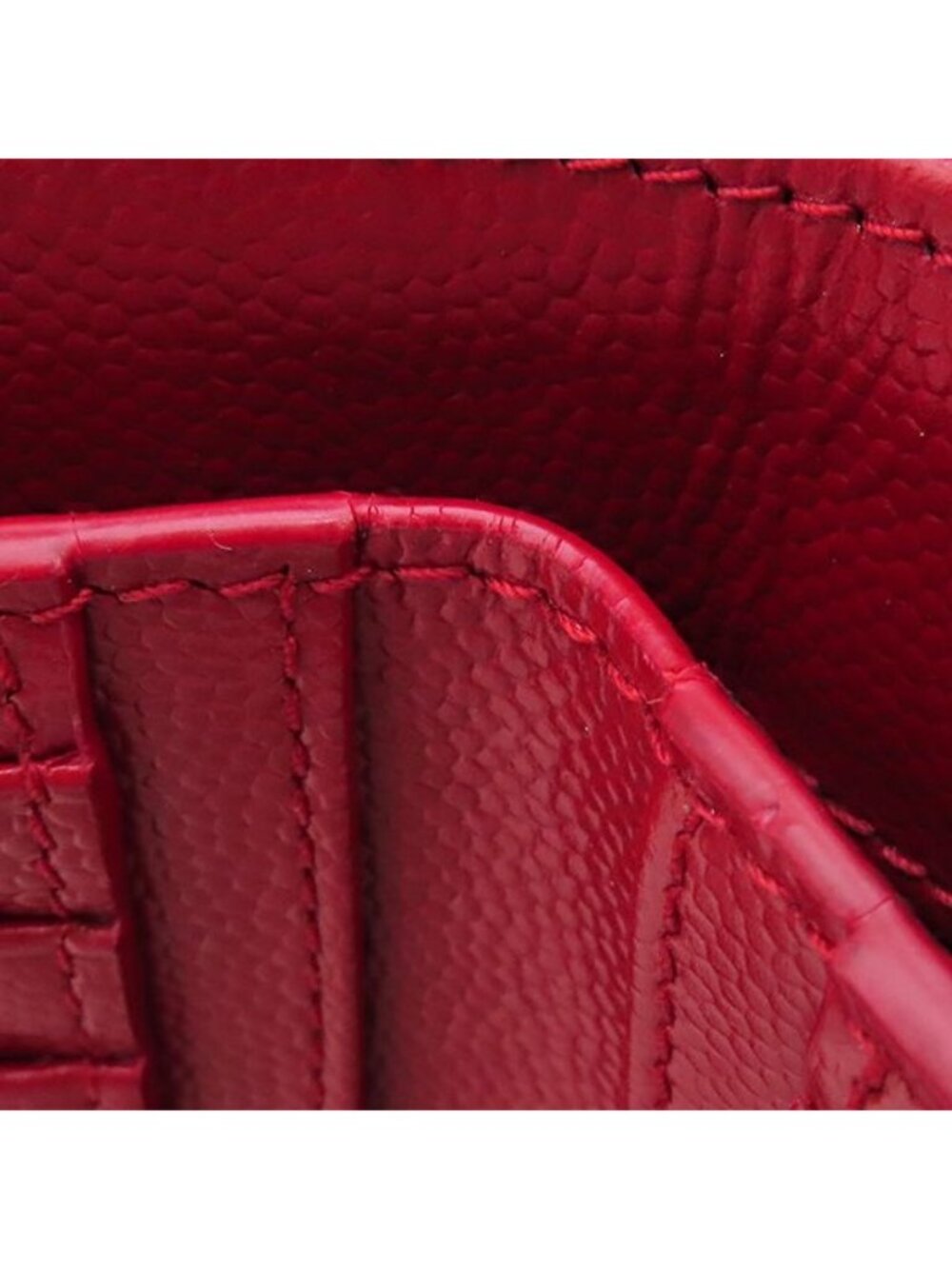Saint Laurent Bifold Wallet Cassandra Stitch Compact Zip Leather Red Gold - Picture 8 of 13